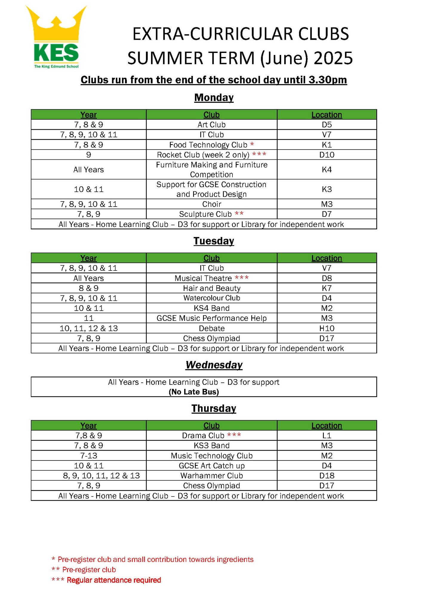Extracurricular Summer 2   June 25